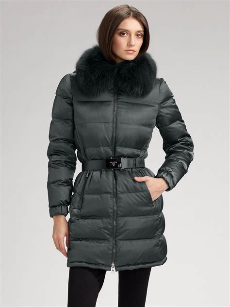 prada coat womens with fur|prada puffer coat women's.